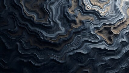 Obraz premium Dark fluid marble texture. Abstract wavy geological pattern. Layered stone design. Elegant, organic, deep, intricate, seamless