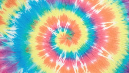 Colorful tie dye spiral pattern on cotton fabric emphasizing creativity and artistic expression