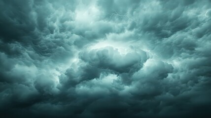 Obraz premium Ominous Teal and Gray Storm Clouds Illuminated by Subtle Sparkling Lights