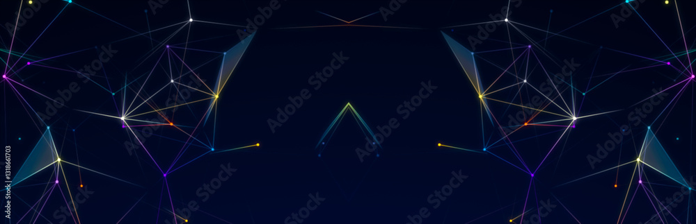 Leinwandbilder Abstract digital communication points. Technological background. Network connection structure. Color plexus effect. 3D