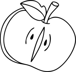 Line drawing cute apple	
