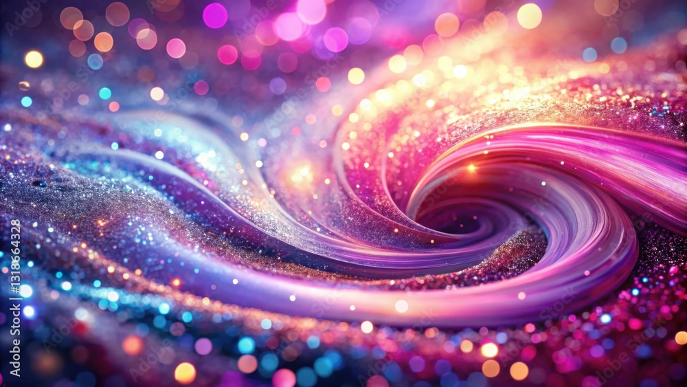 Poster A sparkling swirl of glittering dust and colorful bokeh lights, creating a mesmerizing and abstract scene.