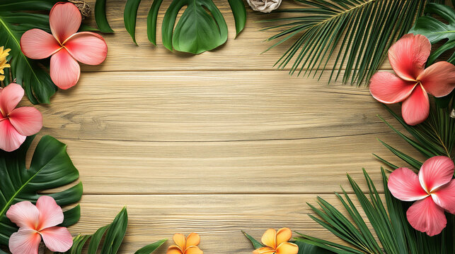 excotic frame of palm leaves