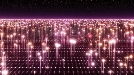Obraz premium Futuristic city grid network glowing lights