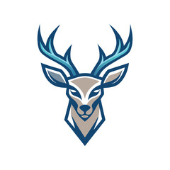 a minimalist modern deer head logo with symmetric
