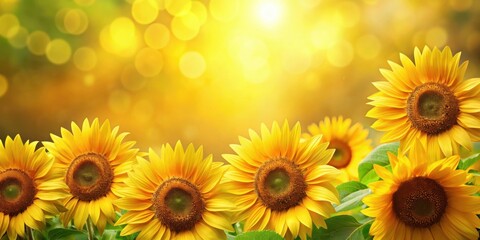 Fototapeta premium Golden Sunflowers in a Meadow of Warmth, Basking in the Radiant Glow of a Summer Day