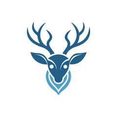 Naklejka premium a minimalist modern deer head logo with symmetric