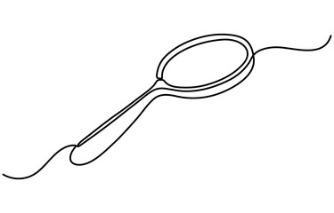 One continuous line illustration of magnifying glass. Vector illustration, Magnifying glass search symbol isolated.