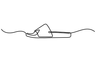 One continuous single drawing line art flat doodle shoe, sandal, fashion, style, woman, foot, beauty, elegant. Isolated graphic design contour on a white background.