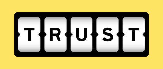 Black color in word trust on slot banner with yellow color background