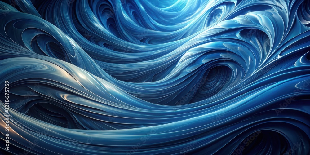 Aufkleber abstract blue swirling patterns, a visual symphony of curved lines and deep hues