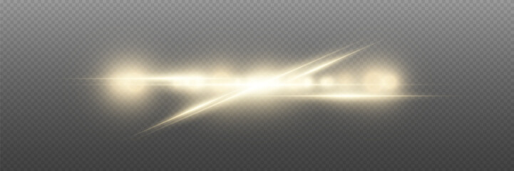 Horizontal light effects and glare, laser lines.