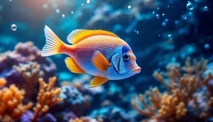 Obraz premium Vibrant Tropical Fish Swimming in Coral Reef