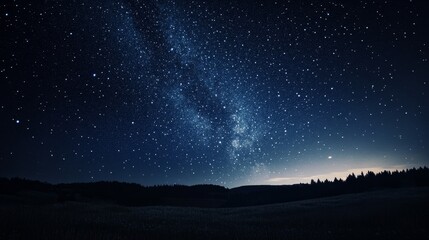 Fototapeta premium Captivating night sky a long exposure photo showcasing stars and a glimpse of the ground below
