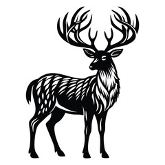 Majestic Deer Silhouette, Stylish Vector Illustration of a Graceful Stag