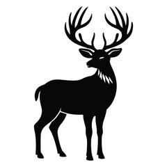 Majestic Deer Silhouette, Stylish Vector Illustration of a Graceful Stag