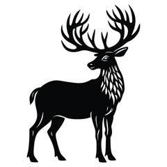 Majestic Deer Silhouette, Stylish Vector Illustration of a Graceful Stag