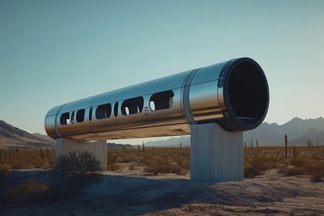 Futuristic Transportation Tunnel in a Desert Landscape
