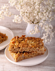 Pear and honey flapjacks, oat bars