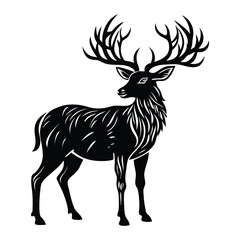 Majestic Deer Silhouette, Stylish Vector Illustration of a Graceful Stag