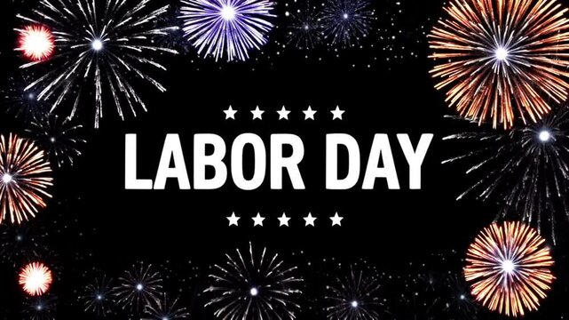 Labor Day Fireworks Celebration in the Night Sky: Festive Design"