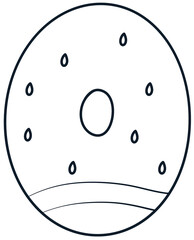 Cartoon number outline design with watermelon pattern, number hand drawn. for school worksheet, card, template