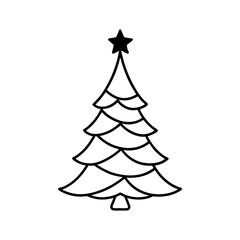 Christmas tree vector line art illustration