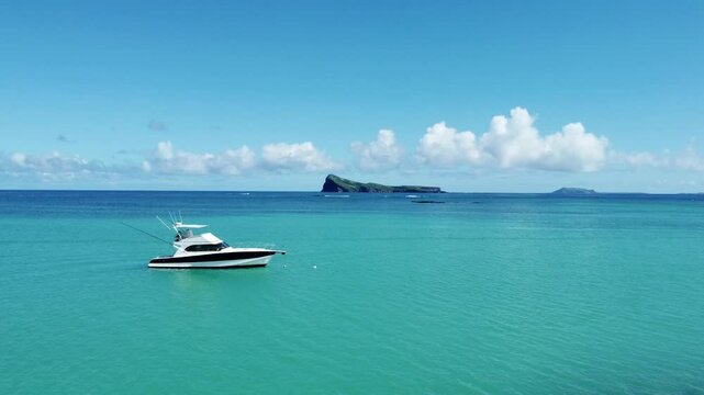 Stunning aerial view of Gunner's Quoin (Coin de Mire) Island, Mauritius
