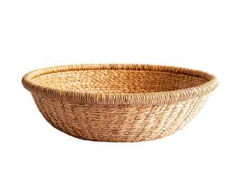 Empty woven straw bowl, studio shot, featuring a simple design