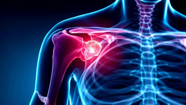 X-ray image of a human shoulder showing Enchondroma disease in the arm bone.