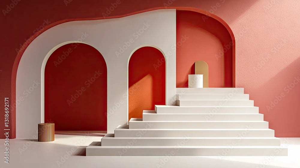 Fototapete a bold red background with smooth texture and plenty of empty space for marketing text or design ele