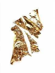 Torn Piece of Gold Foil on a White Background