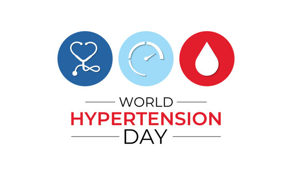 Vector graphic of World Hypertension Day. May 17. High Blood Pressure awareness day victor template. Red Love Image, Stethoscope and Tensiometer image. Banner poster, flyer and background design.