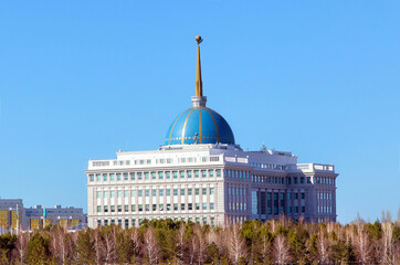 View of presidential palace in center of the capital Astana. Republic of Kazakhstan