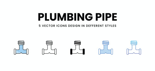 Plumbing Pipe vector icons set stock illustration.