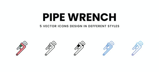 Pipe Wrench vector icons set stock illustration.