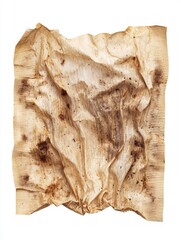 Used Coffee Filter with Texture and Stains on White Background