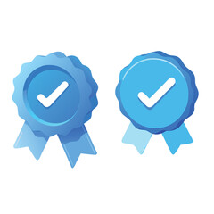 Modern 3D Blue Verification Badge Icons with Smooth Gradients and Soft Lighting
