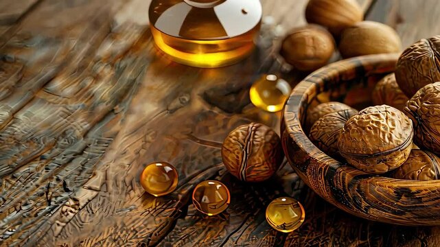 mongongo nut essential oil. Selective focus