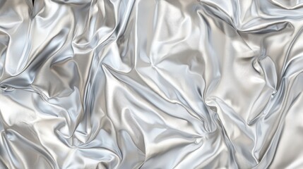 Obraz premium A close-up view of a draped silver fabric that reveals its luxurious texture and smoothness. The soft sheen enhances its elegance and beauty.