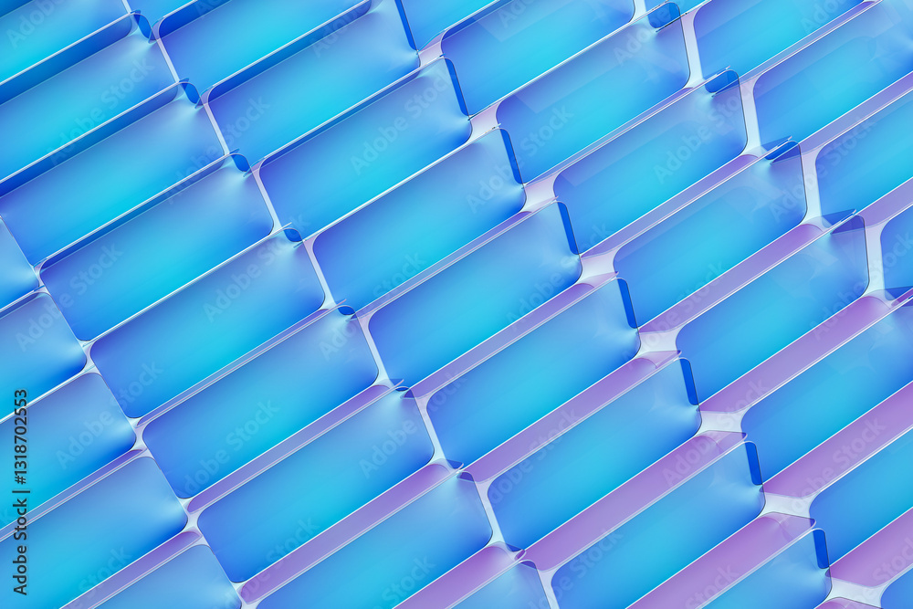 Poster Abstract geometrical blue pattern on white background. 3D Rendering