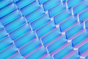 Abstract geometrical blue pattern on white background. 3D Rendering