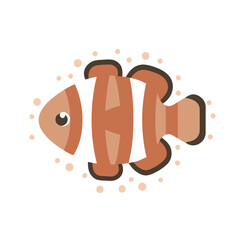 Cute Cartoon Clownfish Illustration, Simple Design