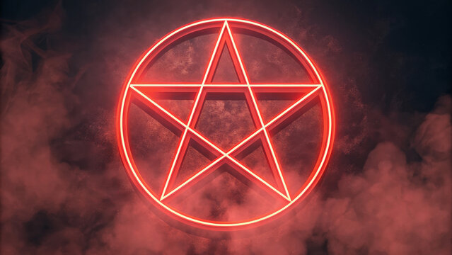 Sinister 666 Symbol Glowing in Red Neon Light