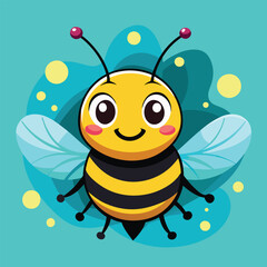 Illustration of a cute smiling cartoon bee.