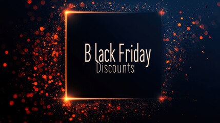 Exciting discounts for Black Friday sales event featuring vibrant light effects and bold typography