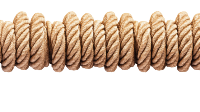 Beige Nautical Rope Coils on Transparent Background