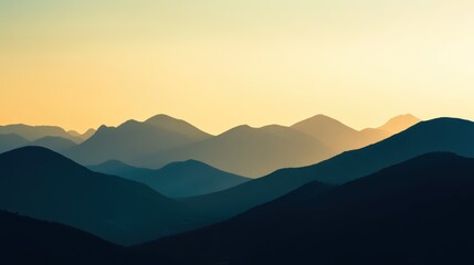 Obraz premium Serene sunset over majestic mountains.
