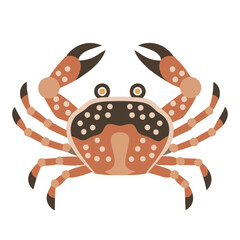 Stylized Flat Vector Crab Illustration