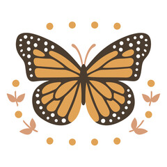 Elegant Monarch Butterfly Illustration with Floral Accents